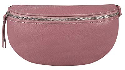 Made in Italy OBC Damen Leder Tasche Gürteltasche Crossbody Hüfttasche Bauchtasche Hüfttasche Umhängetasche Cross-Over Bodybag Schultertasche Handytasche Geldtasche (Altrosa)