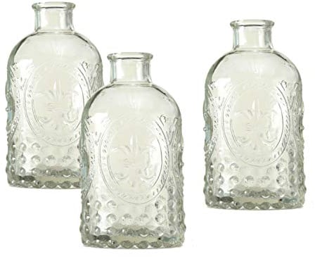 Spetebo Vase aus Glas im 3er Set - jeweils ca. 12 x 6,5 cm - Tischvase klein klar Vintage Klarglas Blumenvase Tischdeko