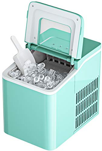 DREAMADE Eiswürfelmaschine, 12 kg Eiswürfel, 9 Eiswürfeln in 8 Minuten, Eiswürfelbereiter mit Eiskorb & Eisschaufel, Eismaschine mit 1,6L Wassertank, Leise, für Zuhause Kaffeehäuser (Grün)