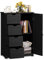 CASART Storage Cabinet, Bathroom Floor Cabinet with 1 Cupboard and 3/4 Drawers, Wooden Freestanding Cupboard for Living Room, Bathroom, Entryway and Office (Black, with 4 Drawer)