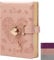 TIEFOSSI Heart Lock Journal Notebook mit Schlüssel, Glitzer Lila PU Leder Tagebuch, B6 Journal zum Schreiben, 144 Blatt liniertes Papier, Geschenk für Mädchen, Frauen (Blume Pink)