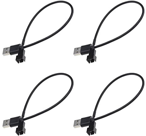 The Lord of the Tools 4pcs PC Cooling Cable 5V USB to 3 Pin PC Fan Sleeved Power Adapter Cable 30cm PC Computer USB Male to 3 Pin Case Fan Connector Cable