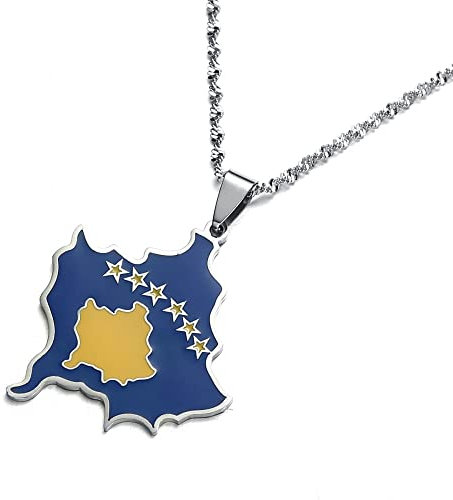 Halskette Mit Karten Anhänger - Serbien Kosovo Karte Flagge Anhänger Halsketten, Charme Ethnische Land Halskette Schmuck, Schlüsselbeinkette Pullover Dünne Kette Patriotic Chic Choker Männer Fr