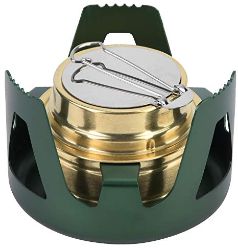 BORDSTRACT Réchaud à Alcool de Camping Portable, réchauds à Alcool ultralégers avec Support, brûleur à Alcool Portable pour Camping, randonnée, Sac à Dos, Pique-Nique, Barbecue(Vert)