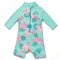 Mazuliso Costume da Bagno Intero Baby Bambina UPF50+ con Cerniera e Cappello Maniche Lunga(GNFlower,62-68 CM)