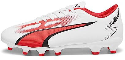 PUMA Ultra Play Fg/Ag Jr Fussballschuh, White Black Fire Orchid, 35.5 EU