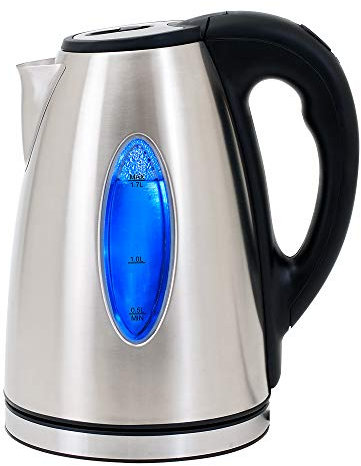 MONZANA® 1.7 Litre LED Cordless Electric Kettle | Stainless Steel and Glass | LED Illuminated | 2200W 2.2kW BPA Free Water Boiling | Overheating Protection Limescale Filter Kitchen