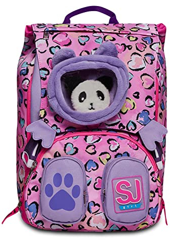 SJ GANG STYLE JAM GANG SJ Zaino Estensibile BIG - FLEECY GIRL - Orsetto Bambine e Ragazze, Rebel Pink, 27 x 41 x 16 cm