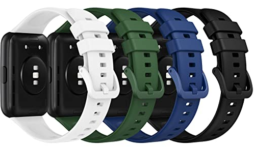 MoKo 4 Stück Armband Kompatibel mit Huawei Watch Fit 2 Smartwatch, Weiches Silikon Ersatzarmband Uhrenarmband, Mehrfarbig B