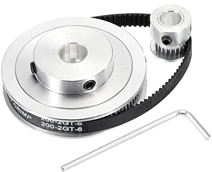 sourcing map Zahnriemenscheibe 20&80 Zähne 8mm&10mm Bohrung Synchronrad mit Riemen und Schraubenschlüssel für 3D-Drucker, CNC-Maschine, 1 Satz