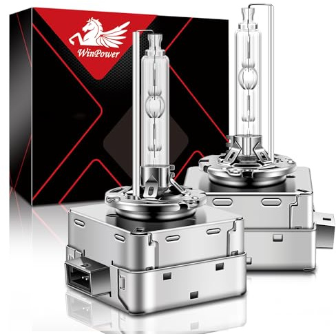 WinPower D1S Xenon HID Headlight Bulb, 6000K Cool White 35W Metal Stents Base High Low Beam Replacement Lights, Pack of 2