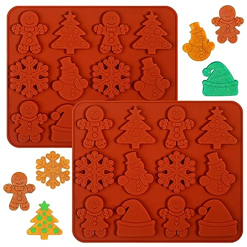 Kamehame Spekulatiusform 2 Stück Spekulatius Backform Silikon Spekulatius Form Spekulatiusformen Weihnachten Silikonform für Kekse Schokolade Eiswürfel Pralinen