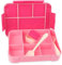 Schramm® Brotdose aus Kunstoff wählbar in 3 Farben 23x17x5cm Lunchbox mit 6 Fächern 1300ml Kinderbrotdose mit Schnapverschluss, Farbe:rosa