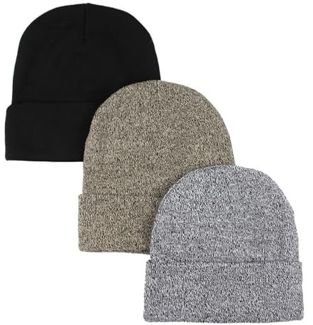 kozinu 3 Pack Unisex Beanie Mütze Winter Weiche Skull Cap Knit Beanies Warme Skimütze für Männer Frauen, Schwarz-Beigebraun-Schwarzweiß, Einheitsgr��e