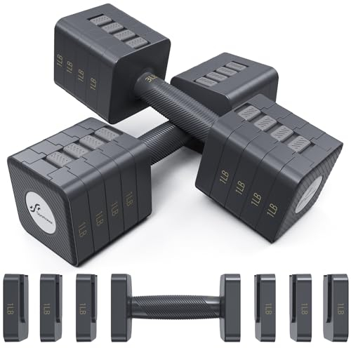 Sportneer Verstellbare Hanteln, Handgewichte-Set: 5-in-1-Gewichtsverstellung, 5 kg Hanteln, Set mit 2 freien Gewichten, schnell verstellbares Hantel-Gewichtsset, Heim-Fitnessstudio, Krafttraining
