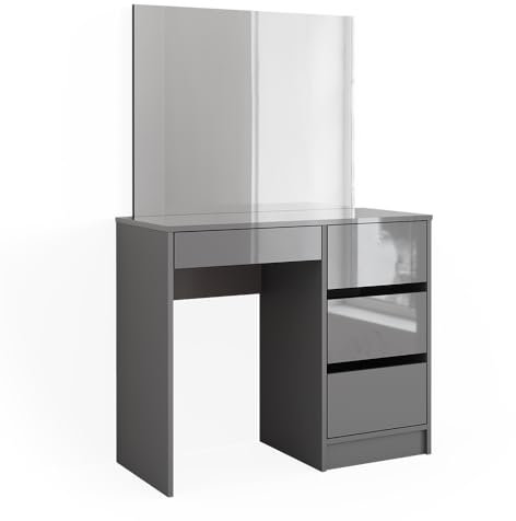 Vicco Coiffeuse Sherry, Gris Haute Brillance, 90 cm avec Miroir