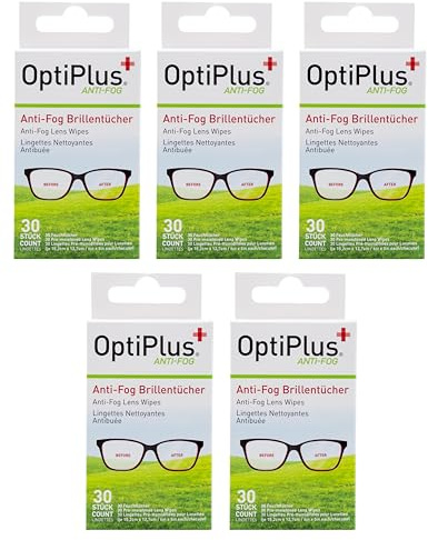OptiPlus Anti-Fog Brillen-Reinigungstücher - 150 Stück schonend & gründliche Reinigung Ihrer Brillengläser - langanhaltender Schutz für Mehrfachbeschichtungen - ideal für unterwegs oder auf Reisen (5)