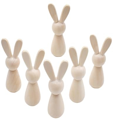harayaa 6Pcs Wooden Peg Dolls Peg Doll Bodies Mini Wood Pieces Unfinished Wooden s for Arts Crafts Peg Game Boys Girls