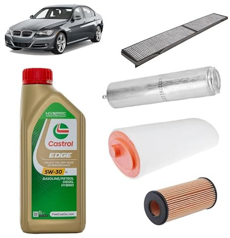 Kit tagliando 4 filtri + 5L olio Edge 5W30 per BMW Serie 3 E90 320D 2004+