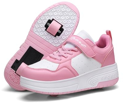 ENEN Chaussure a Roulette Mode Fille, Chaussures a roulettes Retractable Garçons, Basket Roulette Enfant, Roller 2 Roues Déformable Adolescents pour Intérieur Extérieur
