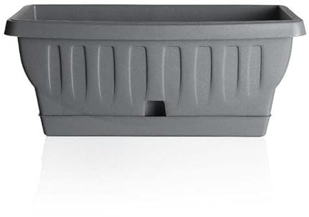 bama Fioriera Vaso Natura con Riserva Colore Grigio 20 x 9,5 x 9 cm