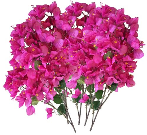Buganvilla Artificial, 5 Unidades plantas naturales interior, 98,6 Pulgadas, planta artificial,Ramas realistas, flores artificiales decoracion jarrones para centros de Mesa de Boda Morado, Rosa y Rojo