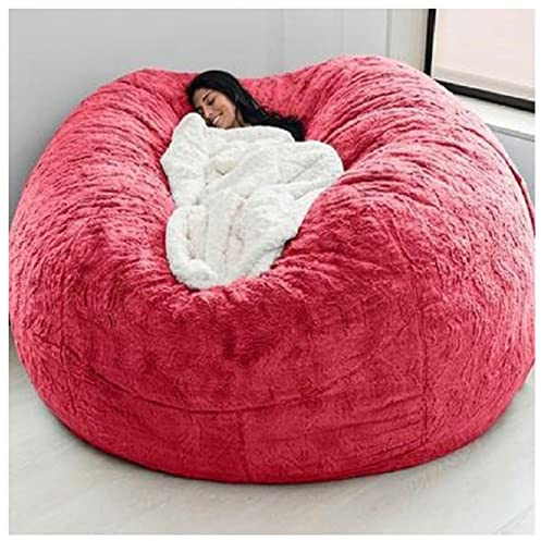 BOGDTF Sitzsack-/Stuhlbezug, riesiger Sitzsack-Sofabezug, weich und bequem, flauschiges Fell, Sitzsack-, Bett-Sofa-Bezug, Faulenlieg-Kissenbezug, Rot, King-Size-Bett