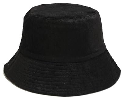 Sunnymorn Unisex-Fischerhut aus Frottee, für Frühling und Sommer, legere Fischerhüte, Schwarz, Einheitsgr��e