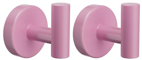 YUET 2 Pezzi Ganci Portasciugamani in SUS 304 Acciaio Inox Gancio Appendiabiti da Parete Con Accessori a vite per Cucina e Bagno Asciugamani Muro Accappatoio (Rosa)