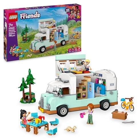 LEGO Friends Camping-Car de l’amitié - Jouet de Construction avec véhicule de Vacances - Idée Cadeau pour Les Filles dès 7 Ans - Jeu créatif incluant Un vélo et Un Furet 42663