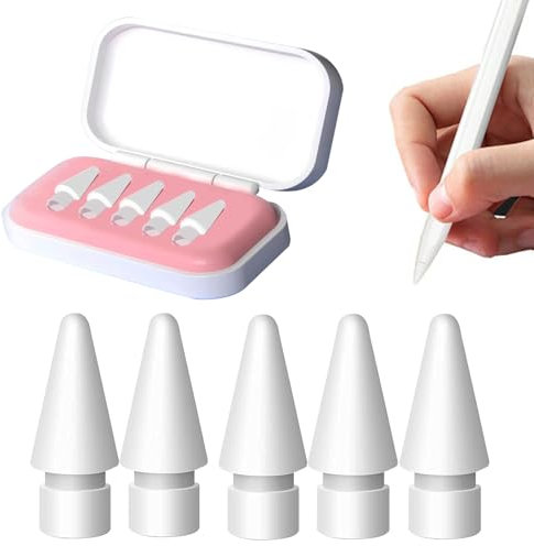 5 Stück Spitze für Apple Pencil 2 Generation und Pencil 1/Pro Generation Pencil USB-C, Hochsensibel Präziser Ersatzspitzen Eingabestift (Mit Rosa Kiste)
