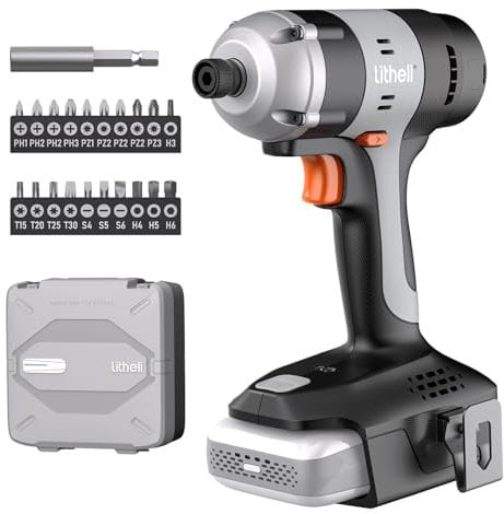 Litheli Impact Driver, 1/4 Hex Electric Screwdriver, with 20V 10000mAh Battery, 180Nm, 3000IPM, Including LED, Belt Hook, and 21 Accessories