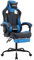 SUKIDA Ergonomischer Gaming-Stuhl mit Fußstütze, Racing Gaming Chair Kopfstütze, Gaming Stuhl Verstellbarer, Computerstuhl Höhenverstellbar Lendenwirbelstütze für Homeoffice und Gaming Blau
