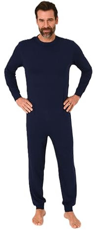 Normann Care Herren Pflegeoverall Langarm Einteiler Schlafanzug mit Reißverschluss am Rücken, Farbe:blau, Größe:XL