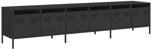 vidaXL Mobile TV Nero 202x39x43,5 cm in Acciaio Laminato a Freddo, Supporto TV, Mobile HiFi, consolle TV, credenza TV, Mobile dispositivi multimediali