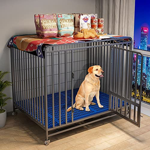VDLLQYN, Robuster Hundekäfig – Hundezaun, Hundekäfig aus Metall mit abschließbarer Tür und Rädern, abnehmbarem Tablett, zu öffnender Oberseite, geeignet for große Haustiere ，Hundekiste