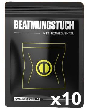 Beatmungstuch 10er Set (10 x 8 cm) - Beatmungsmaske Erste Hilfe - Hygienischer Mund-zu-Mund Beatmung Schutz für Notfälle und Rettungseinsätze