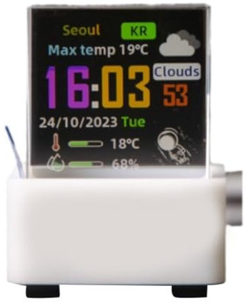 Suoumwa Multifunktionales Crystal Cube Foto Display mit GIF-Animationen Album Holographische Desktop Smart Weather Station Holographisches Crystal Cube Foto Display Uhr Digitale Uhr mit GIF-Animatione