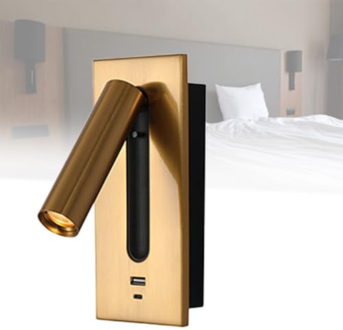 LáMparas De Pared, Apliques De Pared, LáMpara De Pared Moderna, Con Apliques De Pared Led Usb, LáMpara De Pared Empotrada Para Dormitorio, Para Lectura En La Mesita De Noche,Bronze-USB+type-c