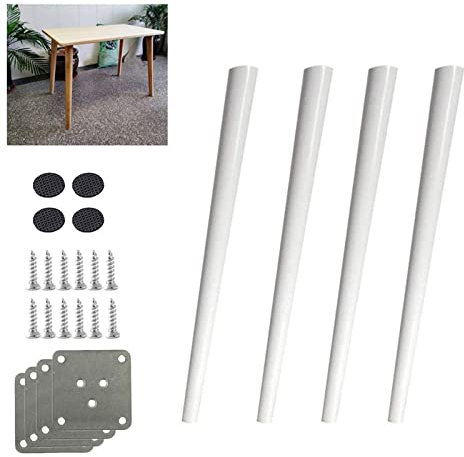 Lot de 4 pieds de meubles en bois de chêne massif pour armoire, bureau, table à manger, chaise, canapé, blanc, 80 cm, accessoires de montage inclus