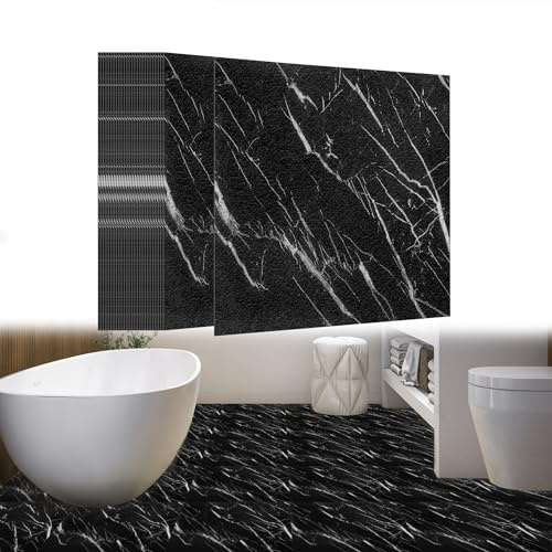 UISEBRT Piastrelle autoadesive per pavimenti in PVC, effetto cemento, piastrelle adesive al metro, per cucina, bagno, corridoio, soggiorno, 30 cm x 30 cm (modello I, 54 pezzi per circa 5,02 m²)