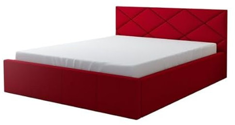 A&J MöbelLand Polsterbett VIGI 180x200 mit Matratze, Lattenrost und Bettkasten. Farbe:Rot