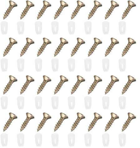 sourcing map Kunststoff-Scharnierdübeleinsätze mit M4 selbstschneidenden Schrauben für Möbel, Schränke, Kleiderschränke, Türen, Weiß, 4,8 x 10 mm, 100 Stück