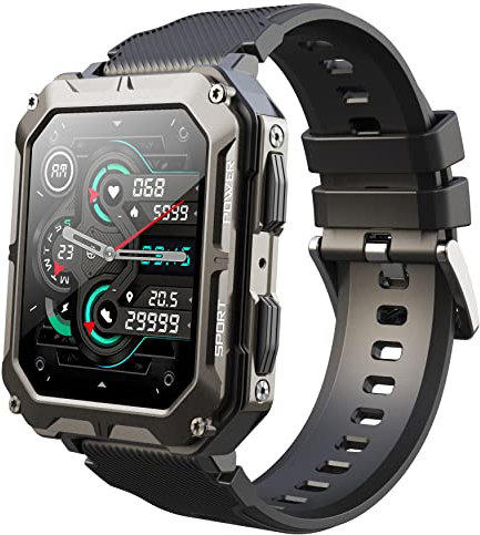 LDCBFTR Smart Watch for Android Phones iOS Compatible with Blood Pressure Monitor Blood Oxygen Sensor hr Bluetooth Call 1.83HD Display Step Counter Sleep Monitor SNS/SMS Message Reminder Waterproof