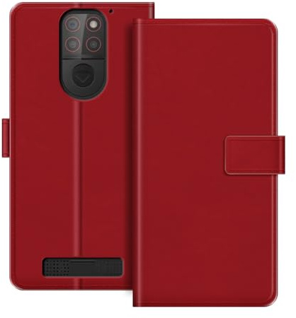 ESACMOT Folio-PU-Lederhülle für Peaq PSP 500 - Rot | 5.5 Flip-Wallet-Cover mit Kartenfach, Ständer und magnetischem Verschluss, feinstrukturierter Stil