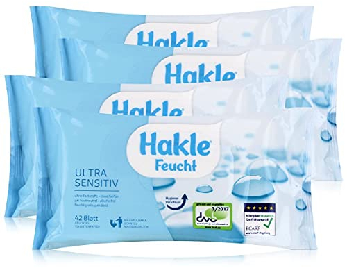 Hakle Feucht Ultra Sensitiv 42 Blatt Feuchtes Toilettenpapier Nachfüller (4er Pack)