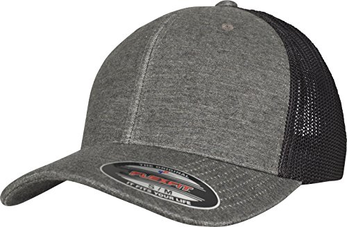 Flexfit Unisex 6511M-Retro Trucker Melange Cap, Khaki/Black Mesh, L/XL