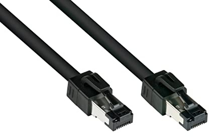 Good Connections PREMIUM Cat. 8.1 Patchkabel - 0,5 m - RNS Rastnasenschutz -S/FTP- 40GB/2000MHz - KUPFER-Leiter CU - Halogenfrei LSZH - Netzwerk-LAN-Kabel kompatibel zu CAT. 7 / 6A / 6 / 5e - SCHWARZ