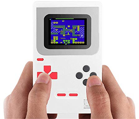 Gameboy Console de Jeu Portable Built-in 268 Jeux Classiques Cadeaux d'anniversaire pour Les Enfants Noël Tetris Pas Cher Zero Ecran Classic (Blanc)