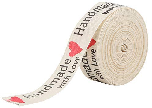 5 Yards Wolle Band, 1,5 cm Breite natürliche Baumwolle handgemachte Schriftarten Band vorhanden Package Supply Kleidung Label für Handwerk Geschenkpapier Haarschleife Hochzeit